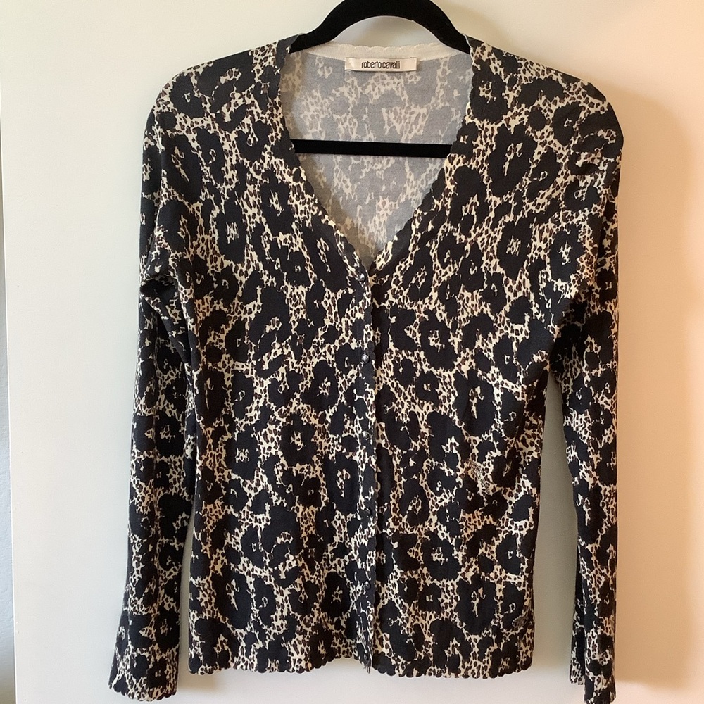 Roberto Cavalli LEOPARD PRINT KNIT CARDIGAN